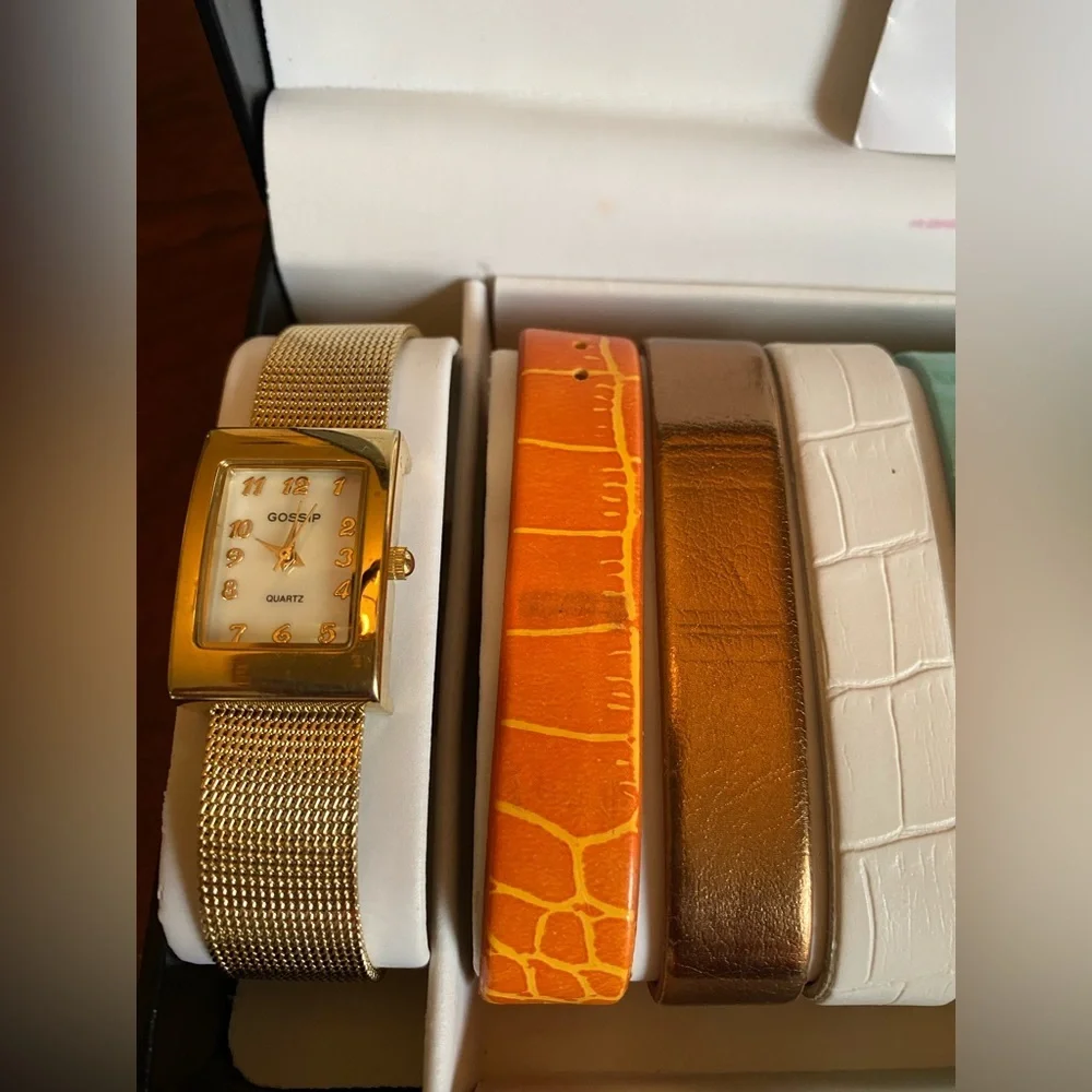 Gossip Interchangeable Watch Set 12 Bands 3 Watch Heads Gift Box Vintage